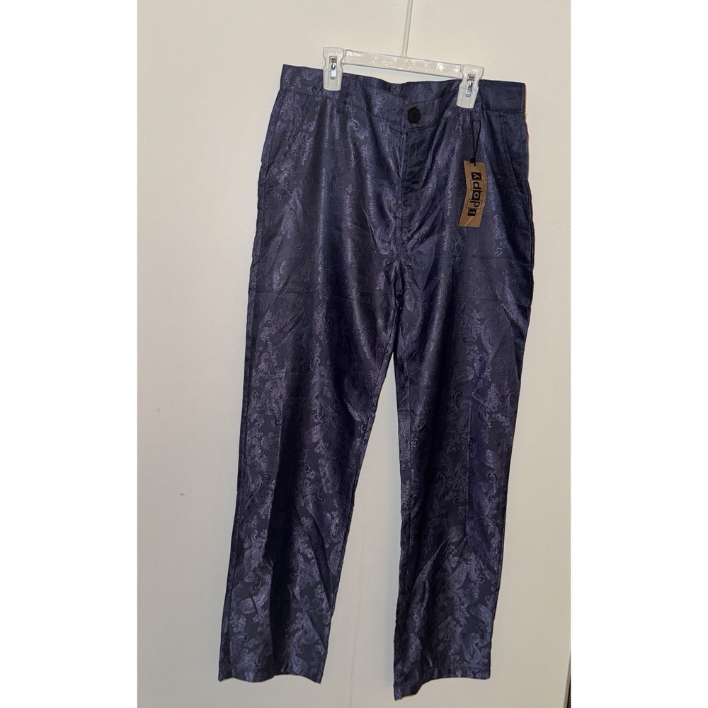 Idopy Pants Purple Paisley Jacquard Slim Fit Trousers – Size XL